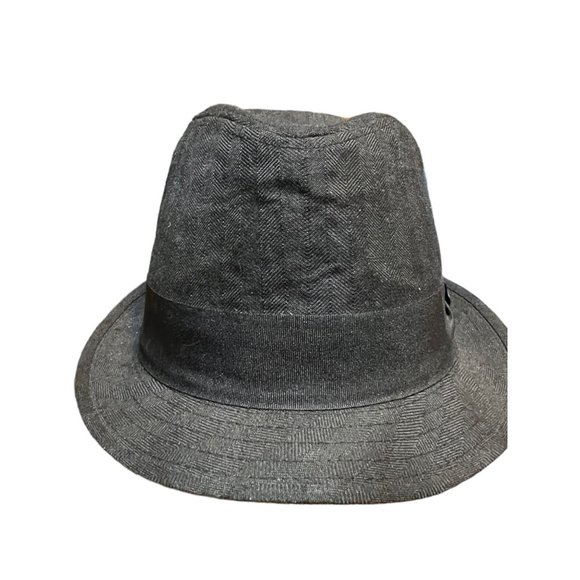 All American Stetson Fedora Hat Black 100% polyester Size L/XL NWOT Herringbone - Picture 2 of 5